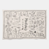 Personalized Hand Drawn Kitchen Cooking Utensils キッチンタオル (横)