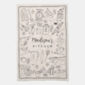 Personalized Hand Drawn Kitchen Cooking Utensils キッチンタオル (縦)