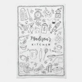 Personalized Hand Drawn Kitchen Cooking Utensils  キッチンタオル (縦)