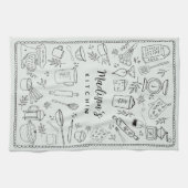 Personalized Hand Drawn Kitchen Cooking Utensils  キッチンタオル (横)