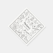 Personalized Hand Drawn Kitchen Cooking Utensils スタンダードカクテルナプキン (角)