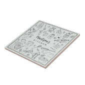 Personalized Hand Drawn Kitchen Cooking Utensils  タイル (側面)