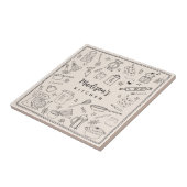 Personalized Hand Drawn Kitchen Cooking Utensils  タイル (側面)