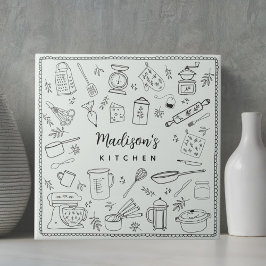 Personalized Hand Drawn Kitchen Cooking Utensils  タイル