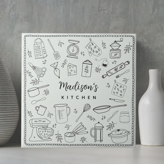 Personalized Hand Drawn Kitchen Cooking Utensils  タイル