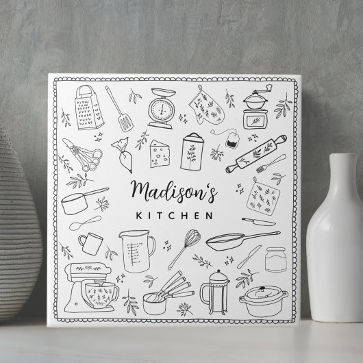 Personalized Hand Drawn Kitchen Cooking Utensils  タイル