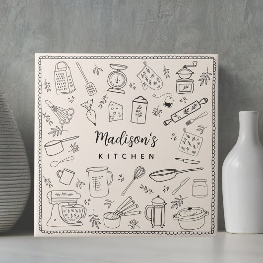 Personalized Hand Drawn Kitchen Cooking Utensils  タイル