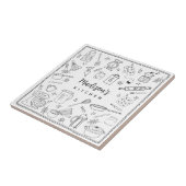 Personalized Hand Drawn Kitchen Cooking Utensils  タイル (側面)