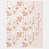 Personalized hand drawn, love, ribbons and hearts  フリースブランケット (正面)