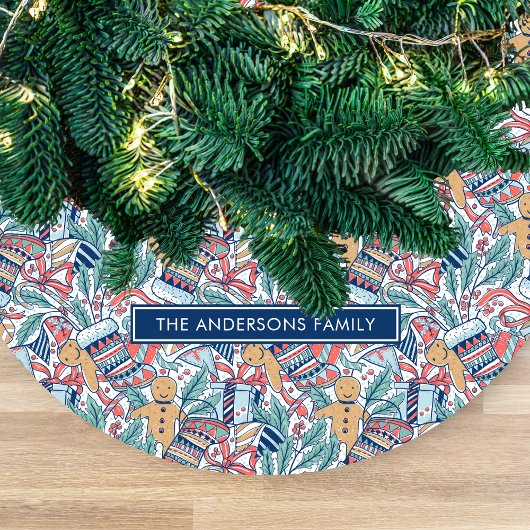 Personalized Hand Dwan Christmas Theme Pattern  フリース ツリースカート