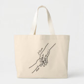 Personalized Hand Holding Tote Bag, Custom Name Ca ラージトートバッグ (正面)
