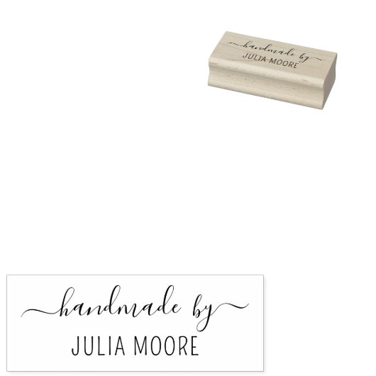 Personalized Handmade By Name Wood ラバースタンプ (押印)