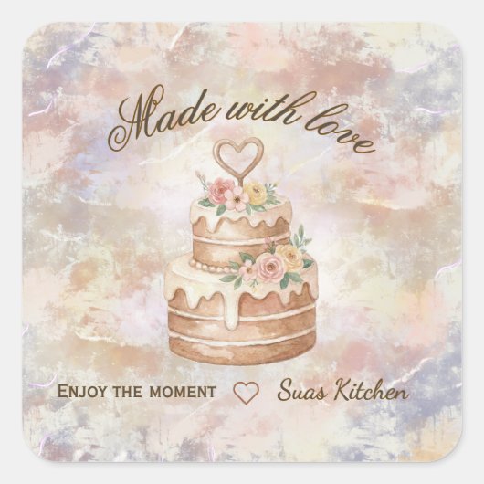 Personalized Handmade- Love custom kitchen lable スクエアシール (正面)