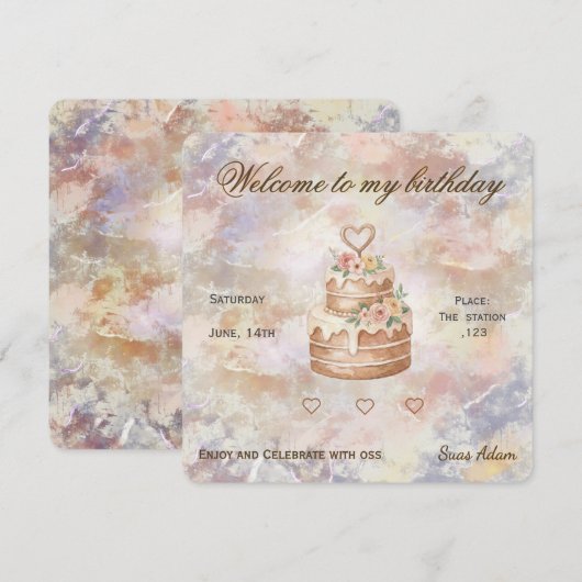 Personalized Handmade- Love custom visit lable 招待状 (正面/裏面)