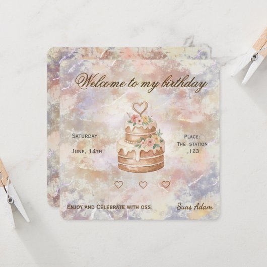 Personalized Handmade- Love custom visit lable 招待状 (正面/裏面インサイチュ)