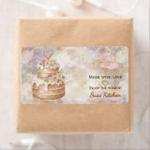 Personalized "Handmade with Love" Pink Beige Cake  ラベル (インサイチュ)