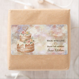 Personalized "Handmade with Love" Pink Beige Cake  ラベル