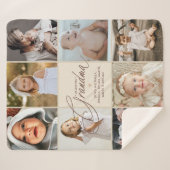 Personalized Handwritten Love You Grandma 8-Photo シェルパブランケット (正面(横))