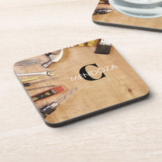 Personalized Handyman Carpenter Custom Name  コースター (左側)