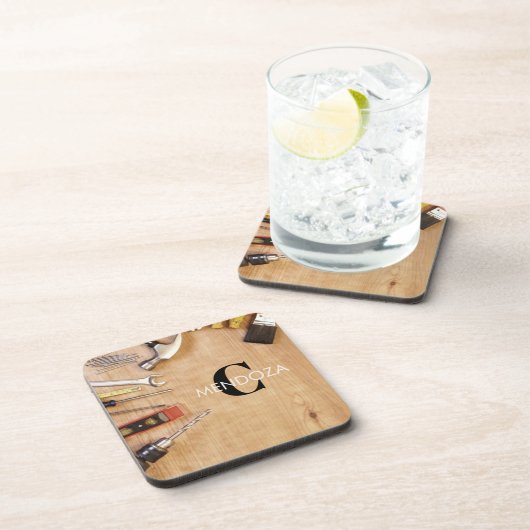 Personalized Handyman Carpenter Custom Name  コースター (右側)