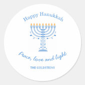 Personalized Hannukah labels - Happy Hanukkah ラウンドシール (正面)