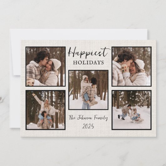 Personalized Happiest Holidays Card with Photos シーズンカード (正面)