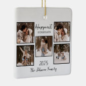 Personalized Happiest Holidays Photos セラミックオーナメント (右)