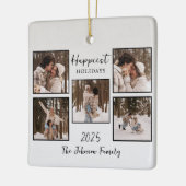Personalized Happiest Holidays Photos セラミックオーナメント (左)