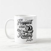 Personalized Happiest When I'm Reading Bookworm コーヒーマグカップ (左)