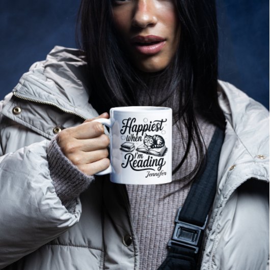Personalized Happiest When I'm Reading Bookworm コーヒーマグカップ