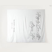 Personalized Happily Ever After Wedding Backdrop タペストリー (正面(横))