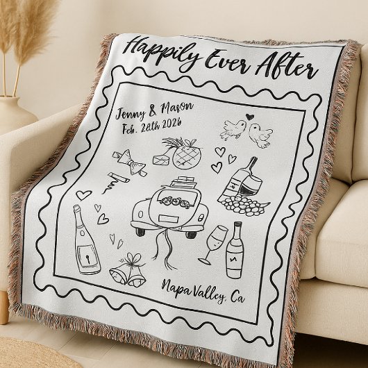 Personalized “Happily Ever After” Wedding Blanket  スローブランケット