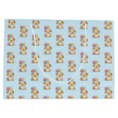 Personalized Happy 1st Birthday Gift Wrap, Puppy,  ラージペーパーバッグ (裏面)