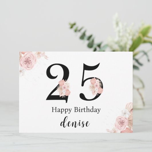 Personalized Happy 25th Birthday カード (スタンド正面)