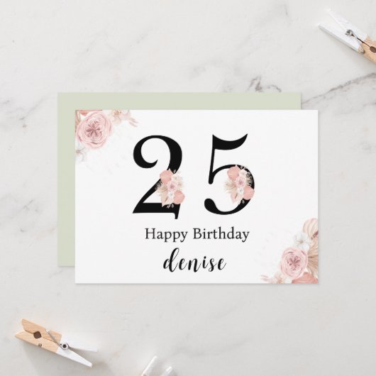 Personalized Happy 25th Birthday カード (正面/裏面インサイチュ)