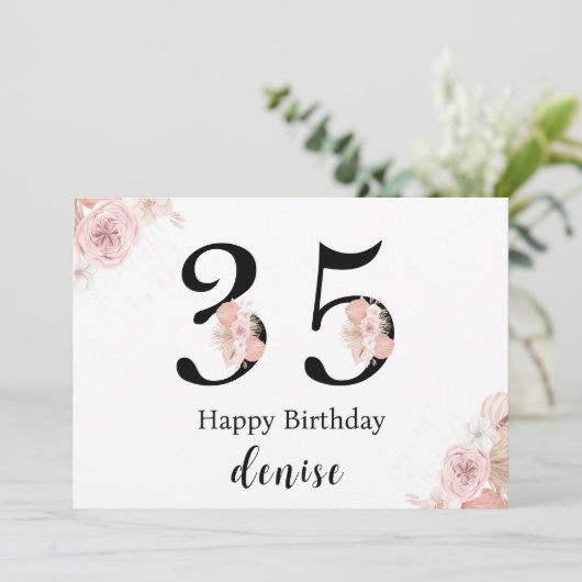 Personalized Happy 35th Birthday カード (スタンド正面)