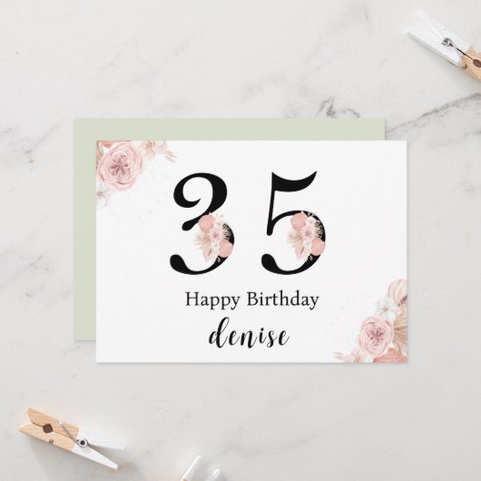 Personalized Happy 35th Birthday カード (正面/裏面インサイチュ)