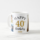 Personalized Happy 40th Birthday 5 Photo Collage  コーヒーマグカップ (正面左)
