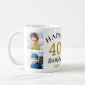 Personalized Happy 40th Birthday 5 Photo Collage  コーヒーマグカップ (左)