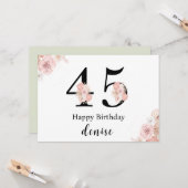 Personalized Happy 45th Birthday カード (正面/裏面インサイチュ)