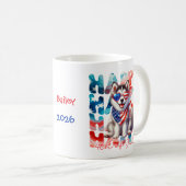 Personalized Happy 4th of July Husky Dog コーヒーマグカップ (正面右)