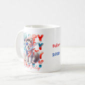 Personalized Happy 4th of July Husky Dog コーヒーマグカップ (正面左)