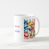 Personalized Happy 4th of July Pomeranian  コーヒーマグカップ (正面右)