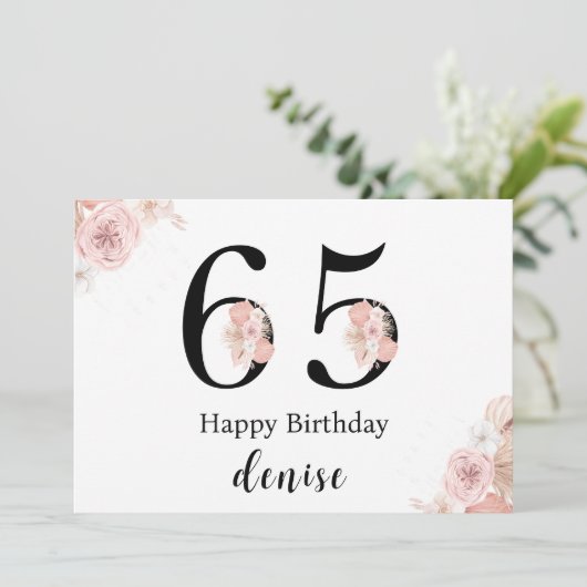 Personalized Happy 65th Birthday カード (スタンド正面)