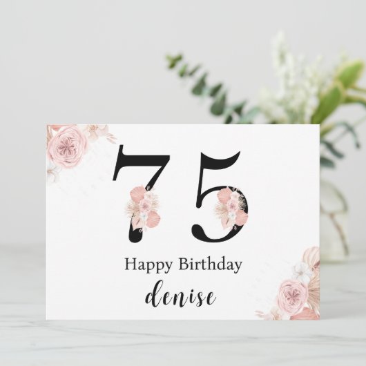 Personalized Happy 75th Birthday カード (スタンド正面)