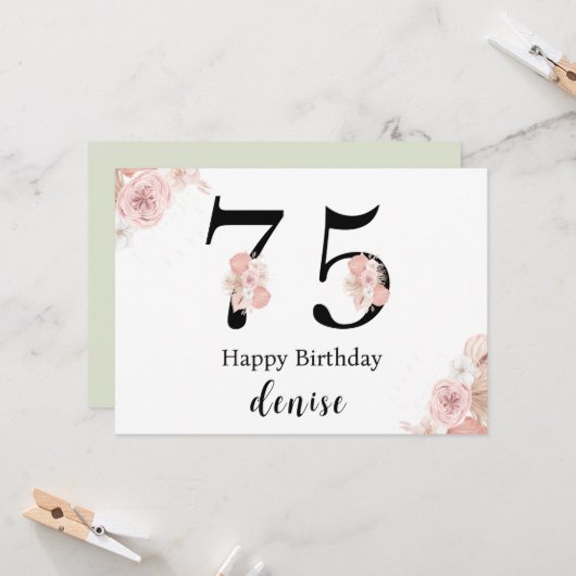 Personalized Happy 75th Birthday カード (正面/裏面インサイチュ)
