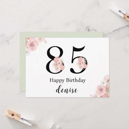 Personalized Happy 85th Birthday カード (正面/裏面インサイチュ)