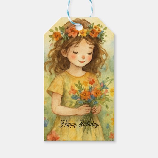 Personalized Happy birthday Alice in wonderland  ギフトタグ (正面)