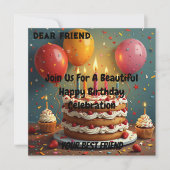  Personalized Happy Birthday Anniversary  招待状 (正面)