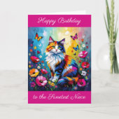 Personalized Happy Birthday for Niece Cute Cat   カード (正面)